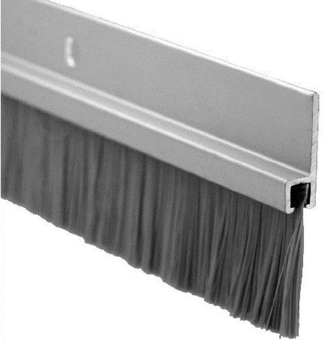 Pemko - 18100CNB36 Door Bottom Sweep, Clear Anodized Aluminum with 1" Gray Nylon Brush insert, 0.25"W x 1.875" H x 36" L