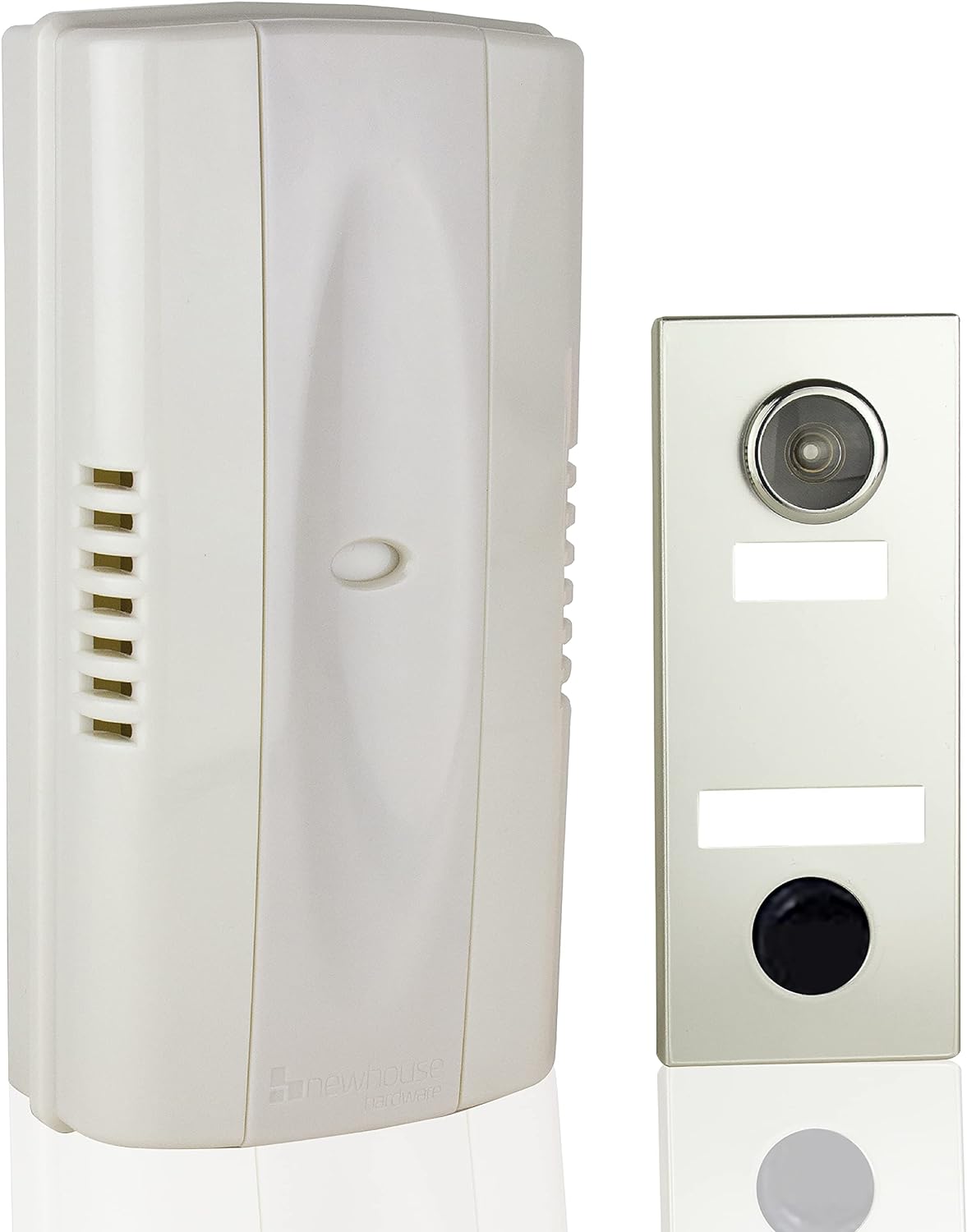 Mechanical Door Bell Chime and Door Button with Viewer, Silver
