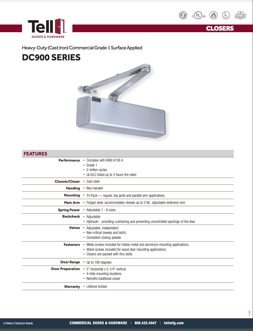 Heavy Duty Commercial Door Closer TELL-800