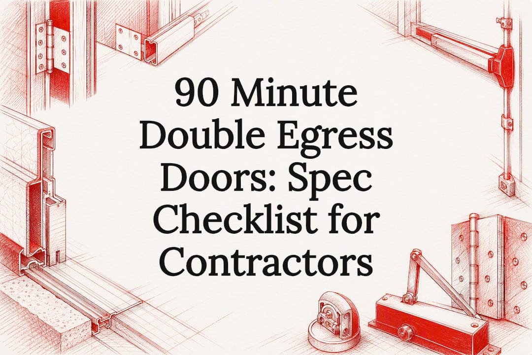 Decorative double egress door checklist title card