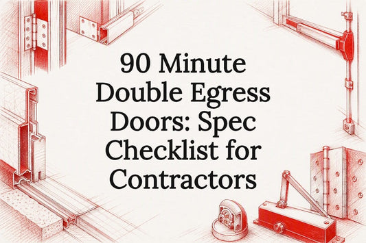 Decorative double egress door checklist title card