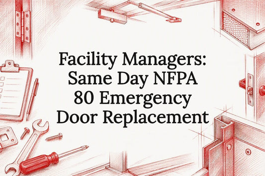 Decorative emergency fire door title card
