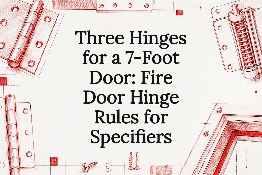 Decorative fire door hinge title card