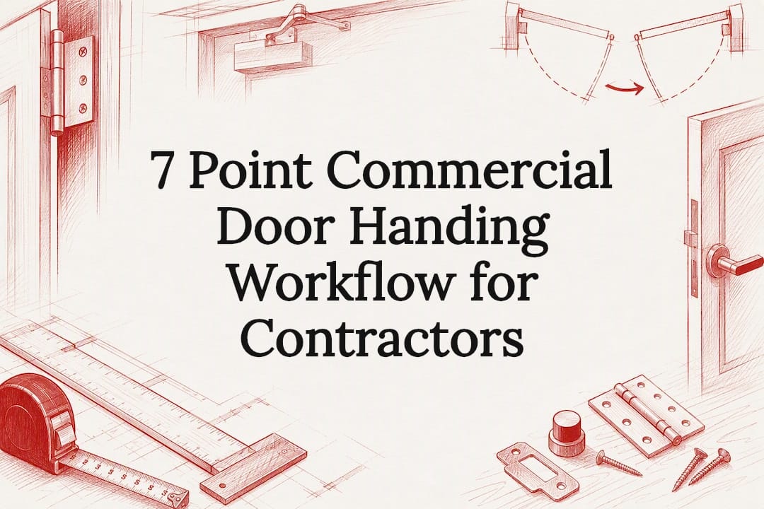 Decorative commercial door handing workflow title card