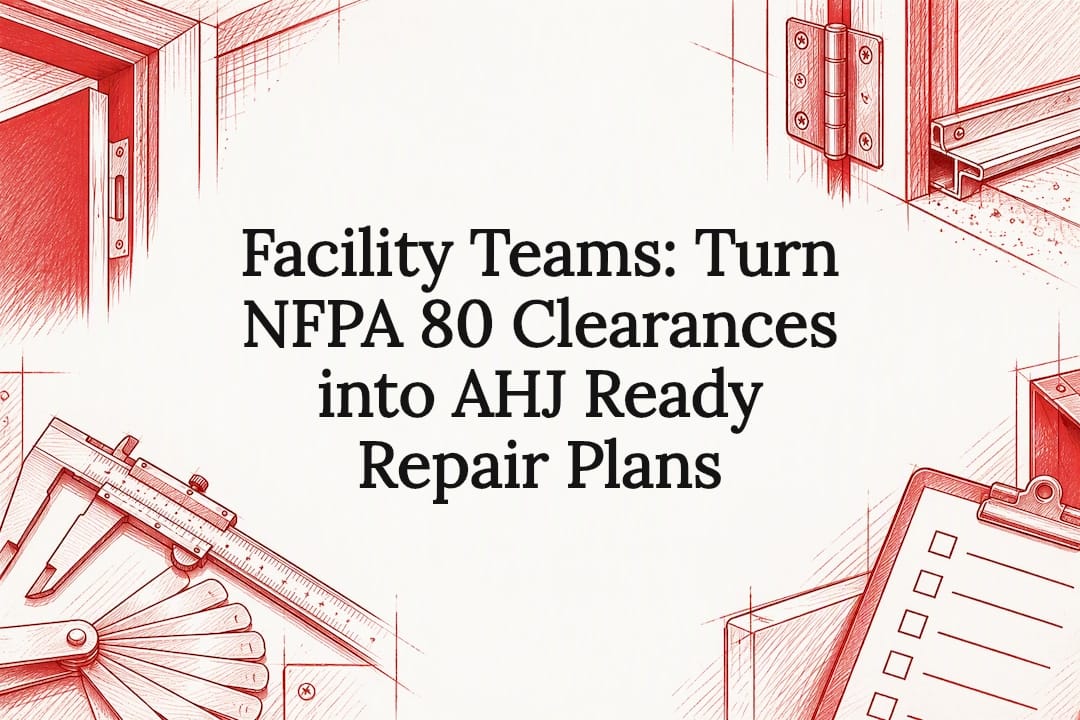 NFPA 80 door clearance repair plan title card