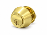 Cylinder Deadbolt 3501 Grade 2 stainless steel single cylinder deadbolt in satin brass – view 1