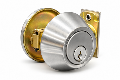 Cylinder Deadbolt 3501 Grade 2 stainless steel single cylinder deadbolt in satin chrome – view 1
