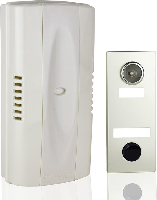 Mechanical Door Bell Chime and Door Button with Viewer, Silver