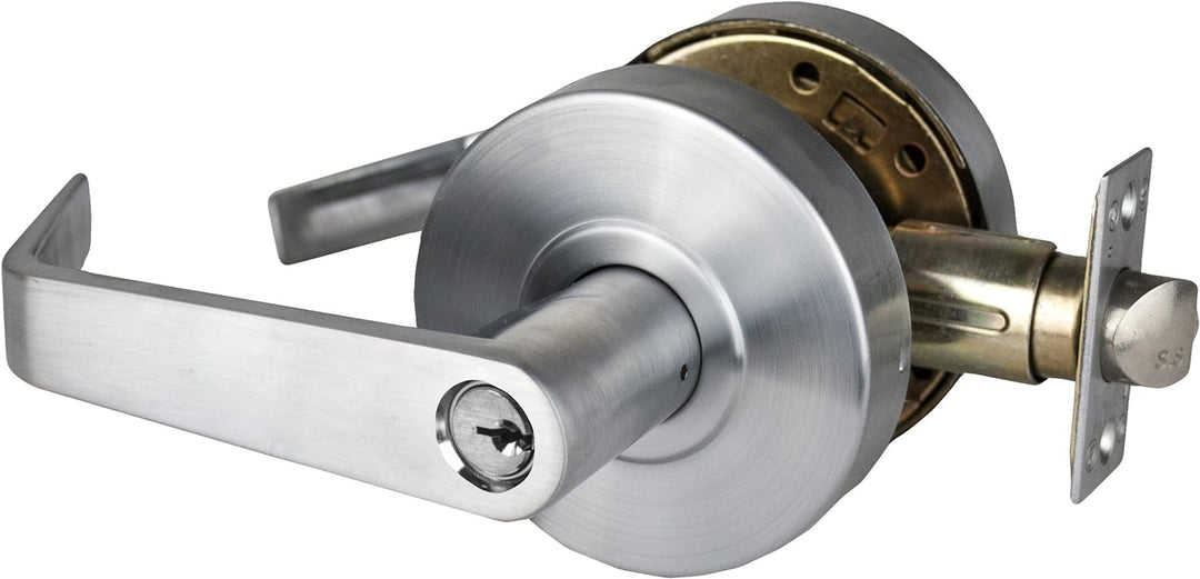 Global Door Controls GAL-1151L-R-626 Brushed Chrome Eiffel Style Commercial Entry Leverset with Removable Bolt