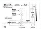 Maxtech 1033 mortise lock drilling template with cylinder, turnpiece, knob and thru-bolt hole sizes