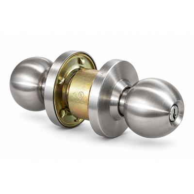 UL 3-hour fire-rated Grade 2 commercial knob lockset, satin nickel stainless steel - Item 7204-SC-ET