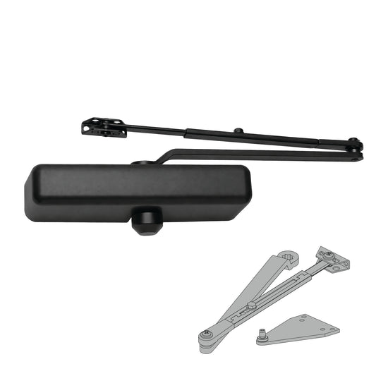 Falcon SC61A Door Closer, Slim Plastic Cover, Flat Black (622)