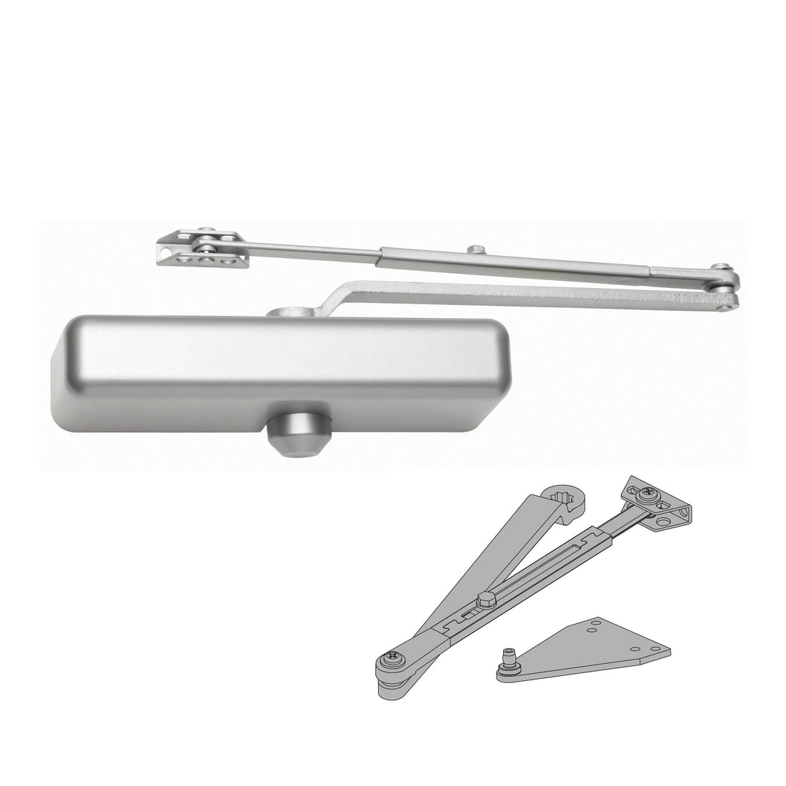 Falcon SC61A Door Closer, Regular/Parallel Arm, Slim Plastic Cover, Aluminum (689)