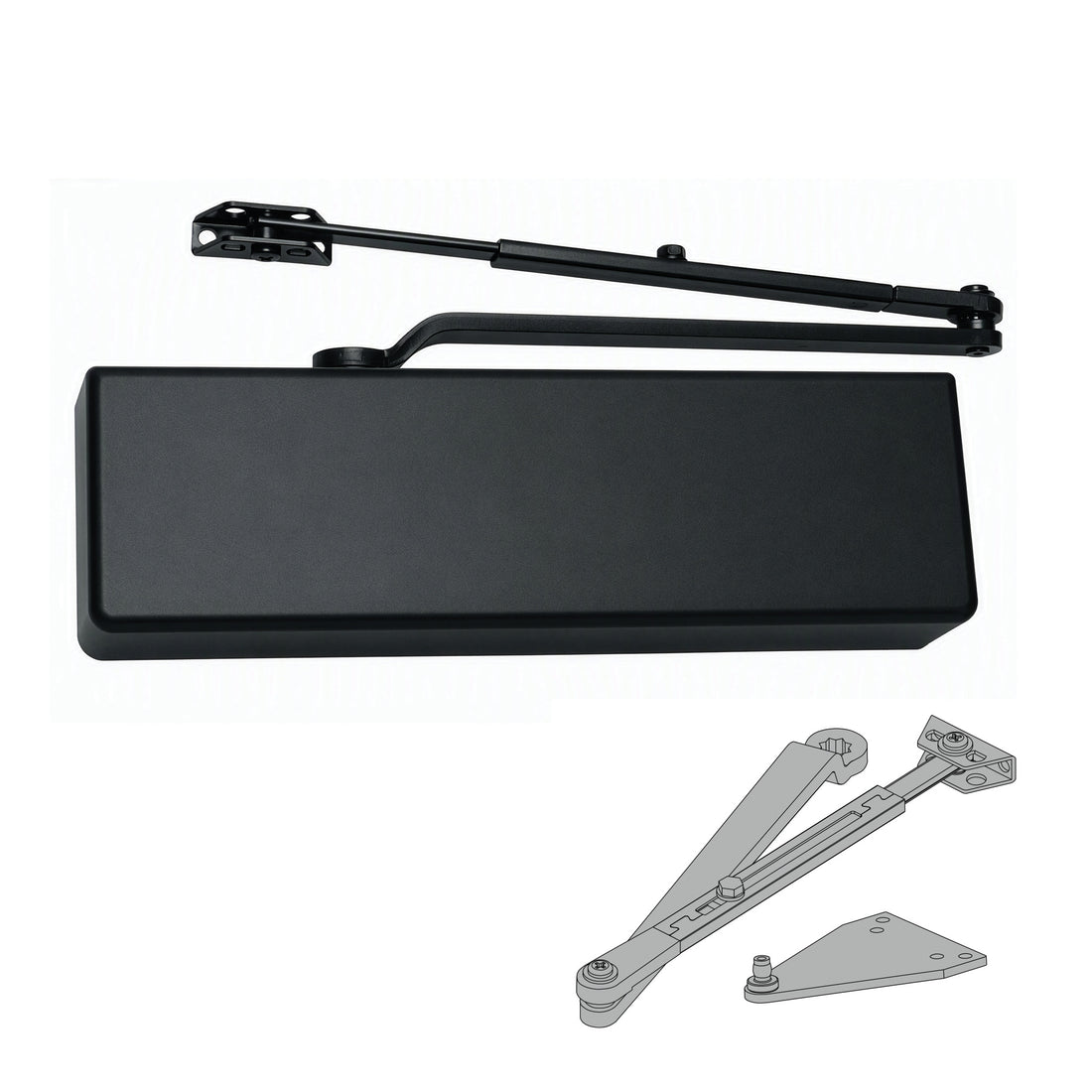 Falcon SC71A Door Closer, Regular/Parallel Arm, Full Cover, Flat Black (622)