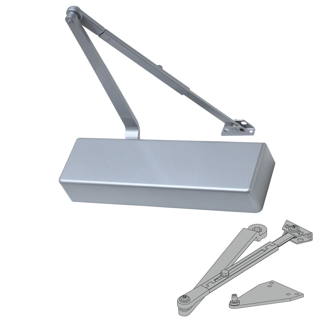 Falcon SC71A Door Closer, Regular/Parallel Arm, Full Cover, Aluminum (689)