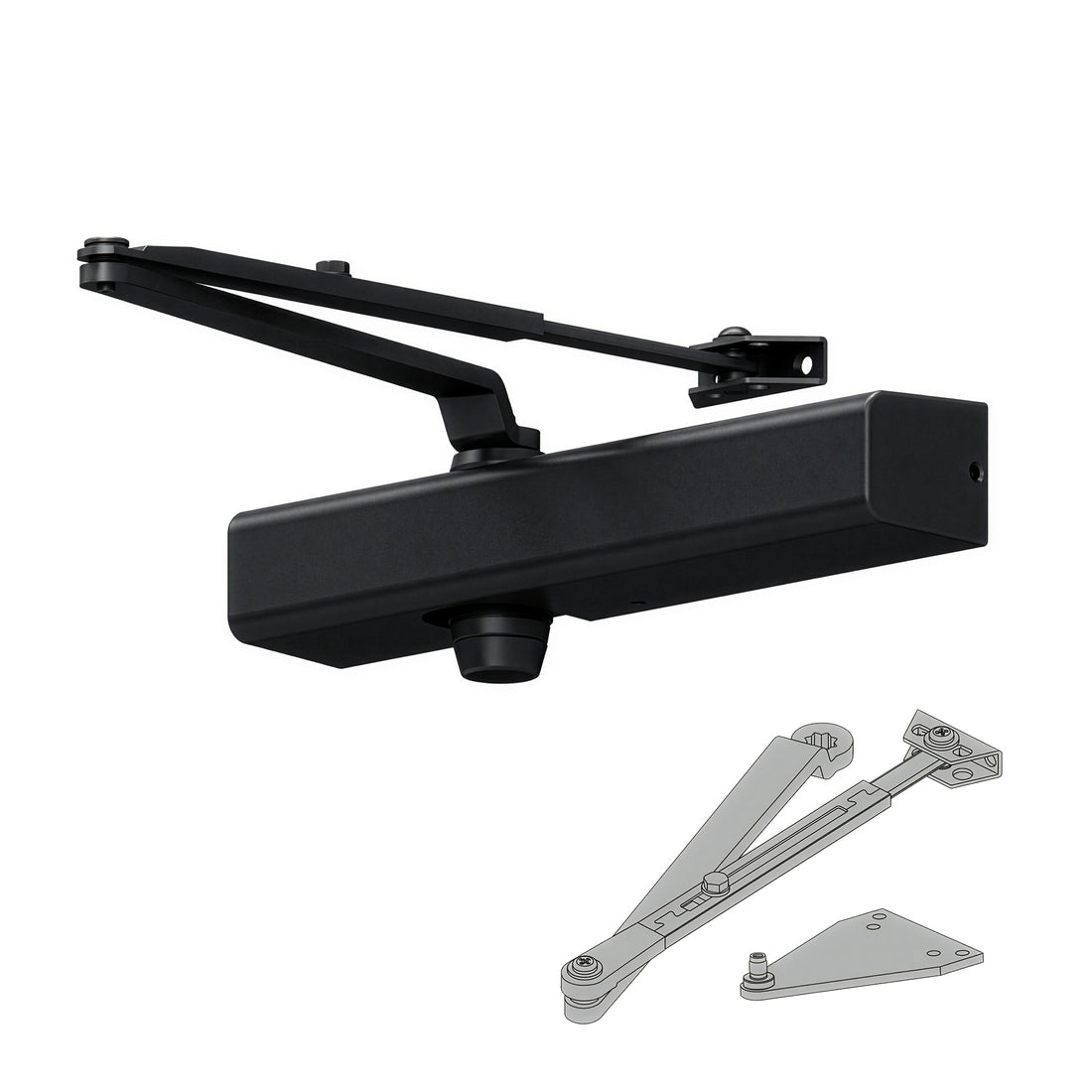 Falcon SC81A Door Closer, Regular/Parallel Arm, Slim Plastic Cover, Flat Black (622)