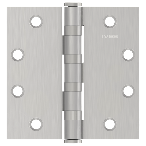 Ives 5BB1HW 4.5" x 4.5" Heavy Weight Ball Bearing Butt Hinge, Satin Stainless Steel (630)