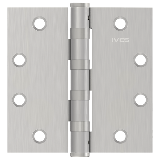Ives 5BB1HW 4.5" x 4.5" Heavy Weight Ball Bearing Butt Hinge with Non-Removable Pin, Satin Stainless Steel (630)