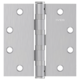 Ives 5BB1HW 4.5" x 4.5" Heavy Weight Ball Bearing Butt Hinge with Non-Removable Pin, Satin Chrome Plated (652)