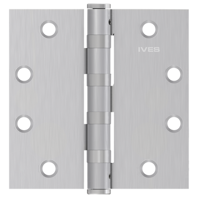 Ives 5BB1HW 4.5" x 4.5" Heavy Weight Ball Bearing Butt Hinge with Non-Removable Pin, Satin Chrome Plated (652)