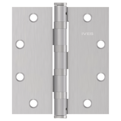 Ives 5BB1HW 5" x 4.5" Heavy Weight Ball Bearing Butt Hinge with Non-Removable Pin, Satin Stainless Steel (630)