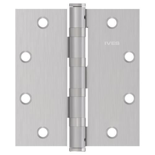Ives 5BB1HW 5" x 4.5" Heavy Weight Ball Bearing Butt Hinge with Non-Removable Pin, Satin Stainless Steel (630)