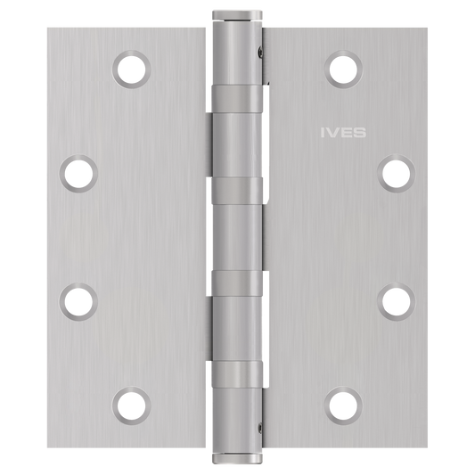 Ives 5BB1HW 5" x 4.5" Heavy Weight Ball Bearing Butt Hinge with Non-Removable Pin, Satin Stainless Steel (630)