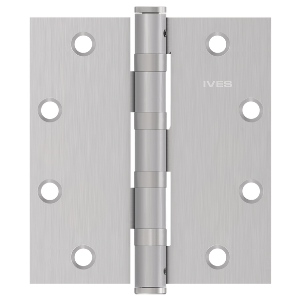 Ives 5BB1HW 5" x 4.5" Heavy Weight Ball Bearing Butt Hinge with Non-Removable Pin, Satin Stainless Steel (630)