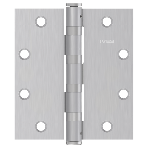 Ives 5BB1HW 5" x 4.5" Heavy Weight Ball Bearing Butt Hinge with Non-Removable Pin, Satin Chrome Plated (652)