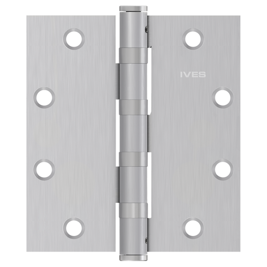 Ives 5BB1HW 5" x 4.5" Heavy Weight Ball Bearing Butt Hinge with Non-Removable Pin, Satin Chrome Plated (652)