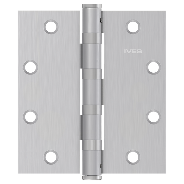 Ives 5BB1HW 5" x 4.5" Heavy Weight Ball Bearing Butt Hinge with Non-Removable Pin, Satin Chrome Plated (652)