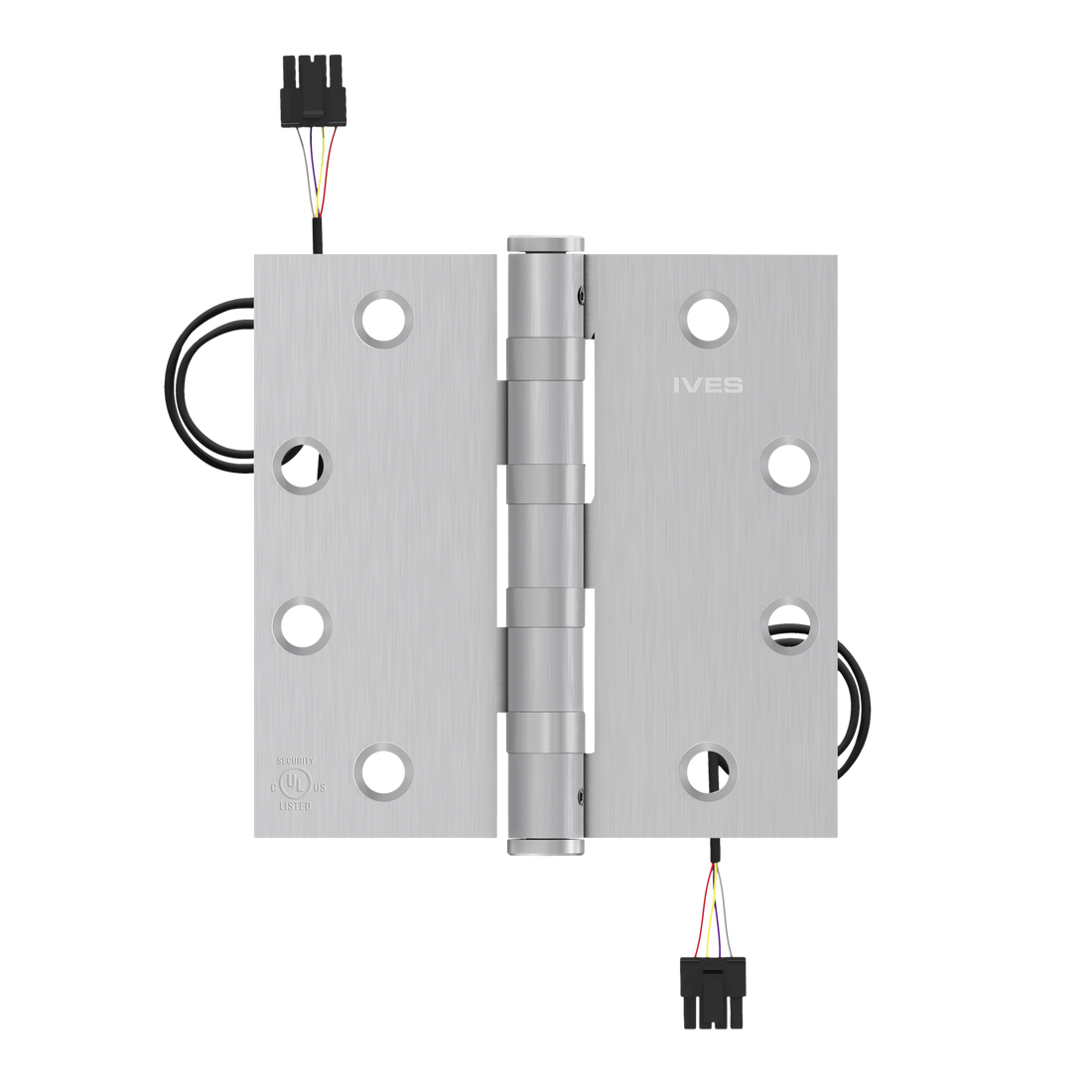 Ives 5BB1HW 4.5" x 4.5" Heavy Weight Electric Thru-Wire Hinge, 8 Wires with Connector, Satin Chrome Plated (652)