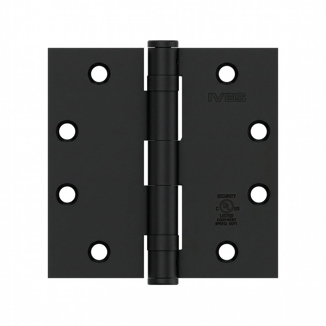 Ives 5BB1 4.5" x 4.5" Ball Bearing Butt Hinge with Non-Removable Pin, Flat Black (631) — Pack of 3