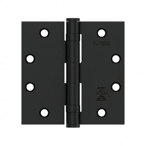 Ives 5BB1 4.5" x 4.5" Ball Bearing Butt Hinge with Non-Removable Pin, Flat Black (631) — Pack of 3