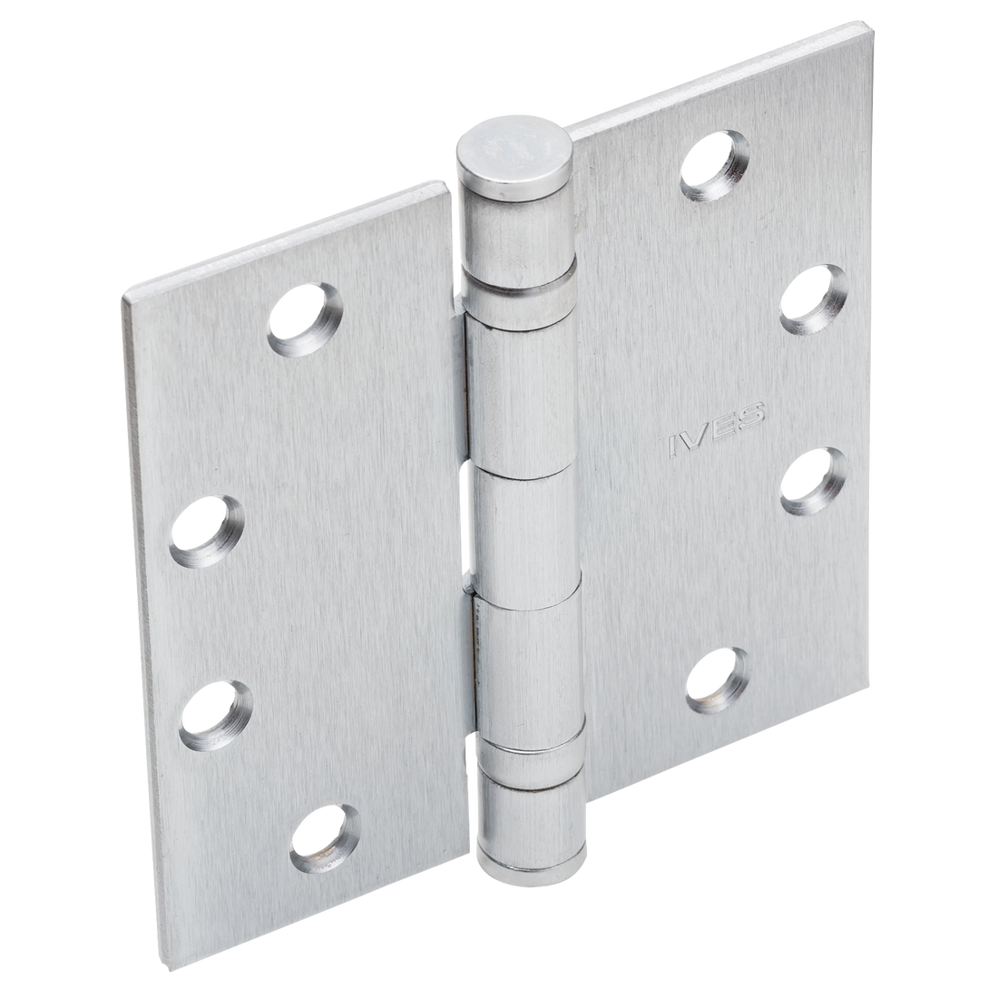Ives 5BB1 4.5" x 4.5" Ball Bearing Butt Hinge with Non-Removable Pin, Satin Chrome Plated (652) — Pack of 3