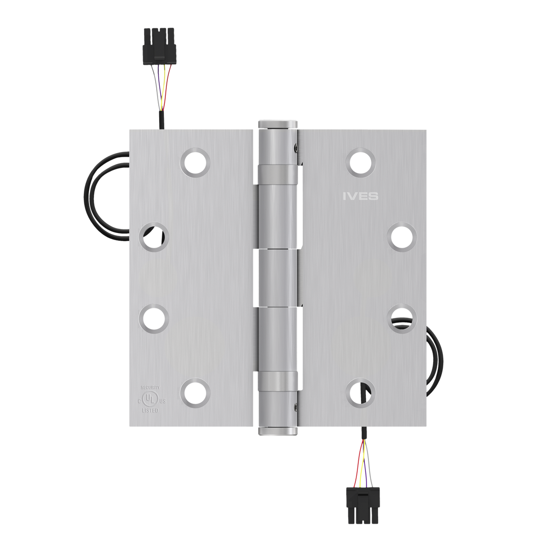 Ives 5BB1 4.5" x 4.5" Electric Thru-Wire Hinge, 8 Wires with Connector, Satin Chrome Plated (652)