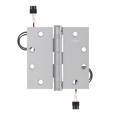 Ives 5BB1 4.5" x 4.5" Electric Thru-Wire Hinge, 8 Wires with Connector, Satin Chrome Plated (652)