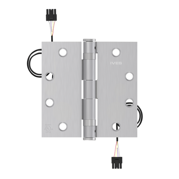 Ives 5BB1 4.5" x 4.5" Electric Thru-Wire Hinge, 8 Wires with Connector, Satin Chrome Plated (652)