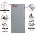 Load image into Gallery viewer, 36&quot; x 84&quot; Flush Hollow Metal Door With Knockdown Drywall Frame, Hardware Included - Hinges and Cylindrical Lockset
