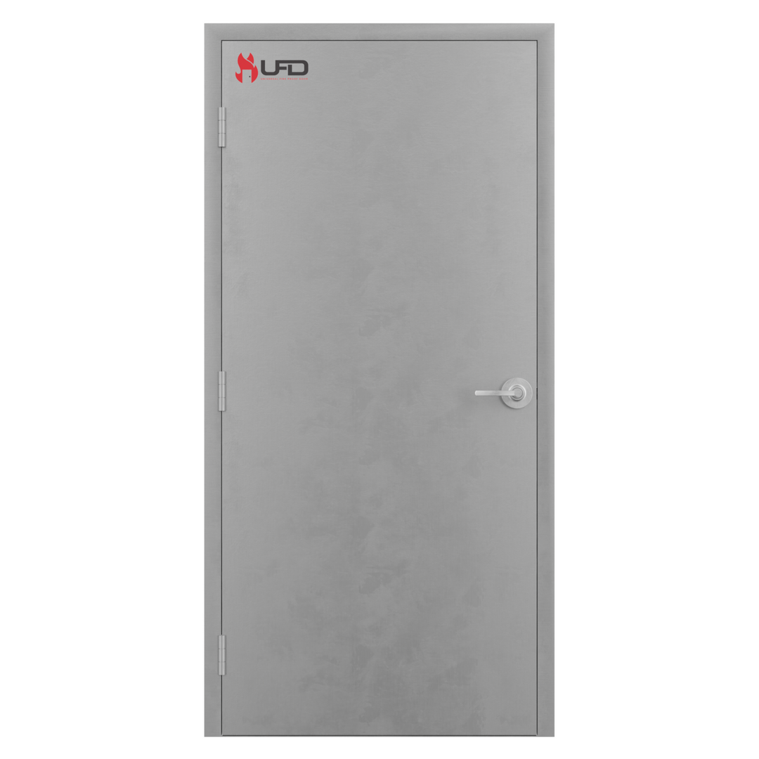 24" x 80" Flush Hollow Metal Door With Knockdown Drywall Frame, and Hardware Included - Self Closing Hinges and Cylindrical Lockset