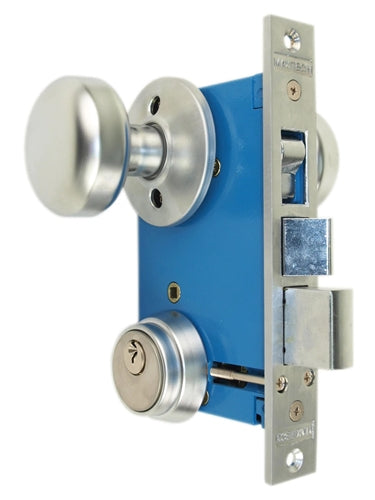 Maxtech Heavy Duty Iron Gate Double Cylinder Mortise Lockset 2-1/2" Backset 1"X 7-1/8" Faceplate Satin Crome (Right Hand)