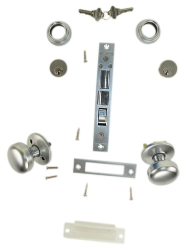 Maxtech Heavy Duty Iron Gate Double Cylinder Mortise Lockset 2-1/2" Backset 1"X 7-1/8" Faceplate Satin Crome (Right Hand)
