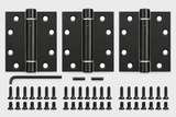 Black US19 self-closing door hinge kit – flat lay