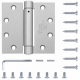 Adjustable Commercial UL Spring Hinges, 4.5 Inch Square in Satin Chrome - Self Closing Hinges - Door Closing Hinges - 3 Pack