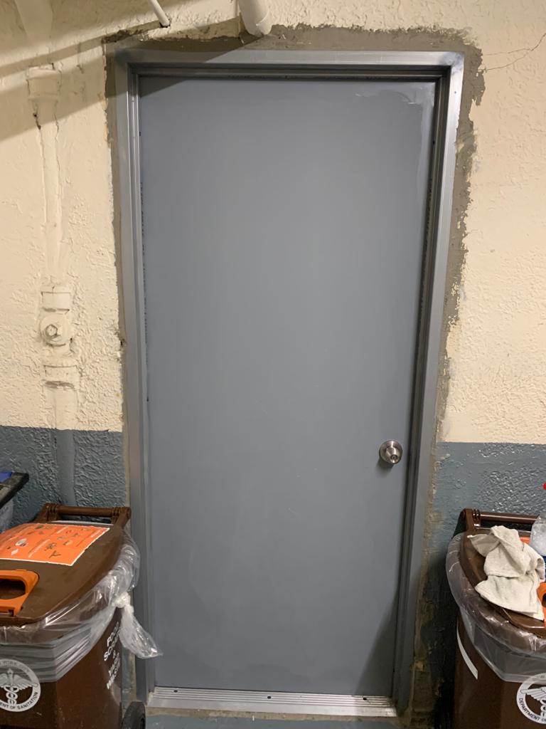 32" x 80" Flush Hollow Metal Door With Welded Masonry Frame, Hardware Included - Hinges and Cylindrical Lockset