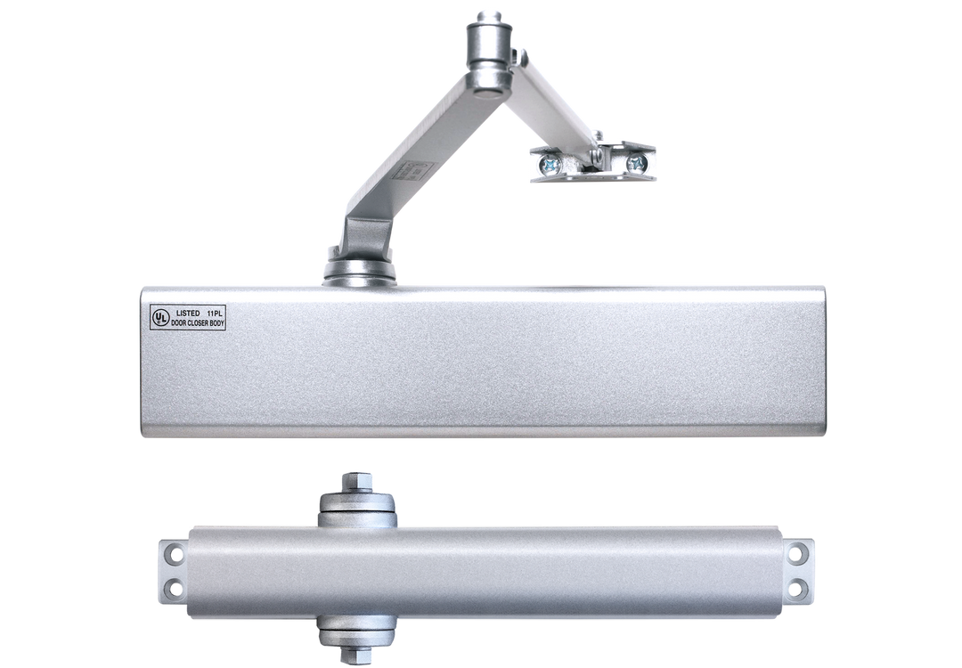 TELL - 800 Series Heavy Duty Commercial Door Closer - Parallel Arm Bracket - Adjustable Arm - 1-6 - Full Cover - Backcheck - Aluminum Finish - TELL-DC100159