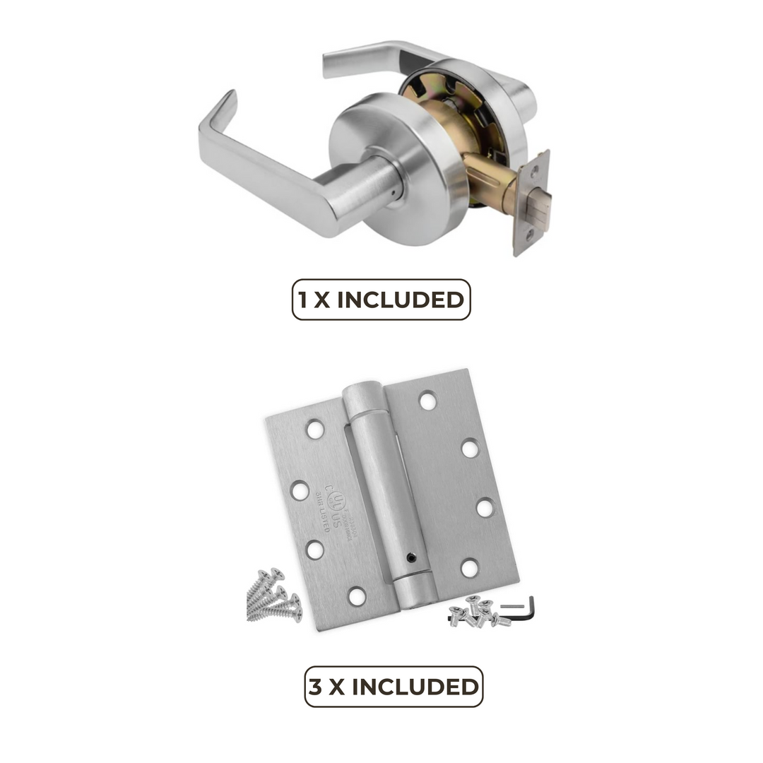 24" x 80" Flush Hollow Metal Door With Knockdown Drywall Frame, and Hardware Included - Self Closing Hinges and Cylindrical Lockset