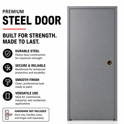 Premium steel door — built for strength, made to last. Hardware not included.