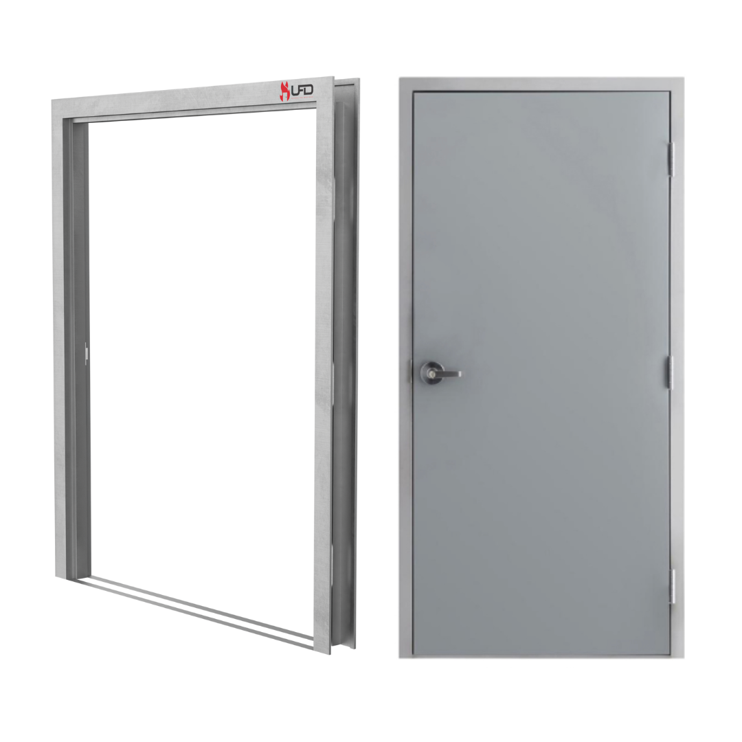32" x 80" Flush Hollow Metal Door With Welded Masonry Frame, Hardware Included - Hinges and Cylindrical Lockset