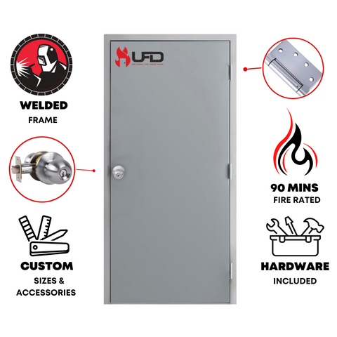 30 in. x 80 in. Hollow Metal Door With Welded Frame, and Hardware Included